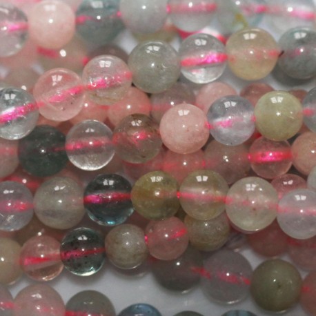 BeauMonde Bijoux - Morganite/béryl 4 mm perle ronde ton rose A+ Brésil (aigue marine, morganite, héliodore)