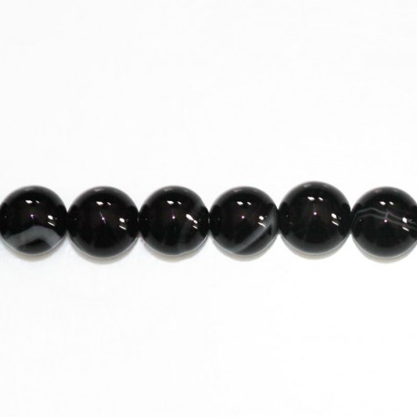 BeauMonde Bijoux - Agate noire 8/8.2 mm perle ronde veiné