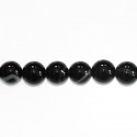 Black agate 8 mm round bead veined - BeauMonde Bijoux