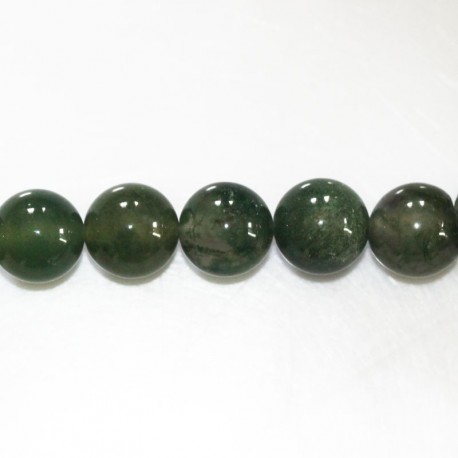 BeauMonde Bijoux - Agate mousse 10/10.4 mm environ perle ronde A Afrique