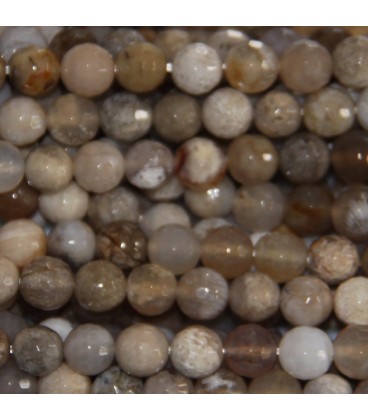 Agate 6 mm ocean fossil round faceted - BeauMonde Bijoux