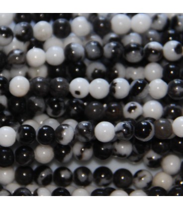 BeauMonde Bijoux - Jaspe 4 mm environ noir et blanc perle ronde Brésil
