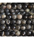 Jasper 6 mm round faceted bead black silver leaf - BeauMonde Bijoux