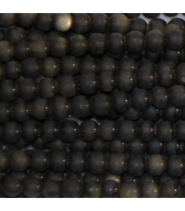Obsidian gold 4 mm round matte bead Mexico - BeauMonde Bijoux