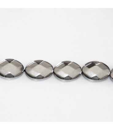 Hematite silver 10x14 mm faceted oval - BeauMonde Bijoux