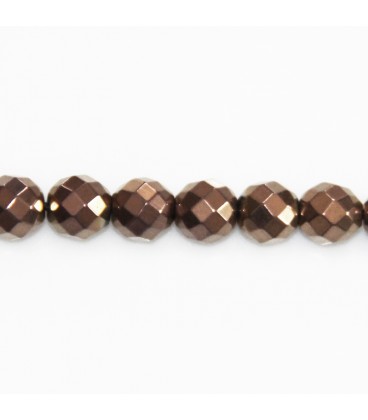 Hematite copper 8 mm round faceted bead - BeauMonde Bijoux