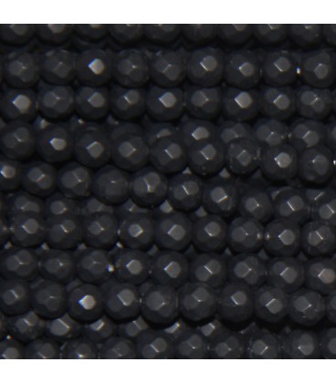 BeauMonde Bijoux - Agate noire 4 mm perle ronde facettée mat