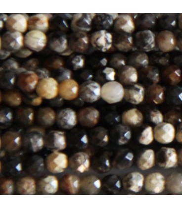 Jasper 4 mm round faceted bead black silver leaf - BeauMonde Bijoux