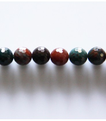 Jasper 8 mm round faceted bead blood stone (sanguin) - BeauMonde Bijoux