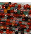 Agate mixed orange 2 mm round faceted bead