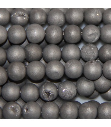 Agate 6 mm round grey bead with inlays - BeauMonde Bijoux