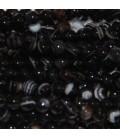 BeauMonde Bijoux - Agate 4 mm perle ronde facettée noir veiné