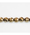 BeauMonde Bijoux - Hématite dorée 8 mm environ perle ronde facettée, trou 1.1 mm environ