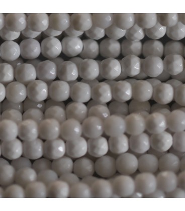 Agate white 3 mm round faceted bead - BeauMonde Bijoux