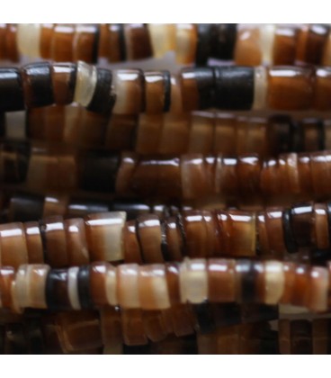Shell about 2/3 mm brownlip washer heishi beige/amber - BeauMonde Bijoux