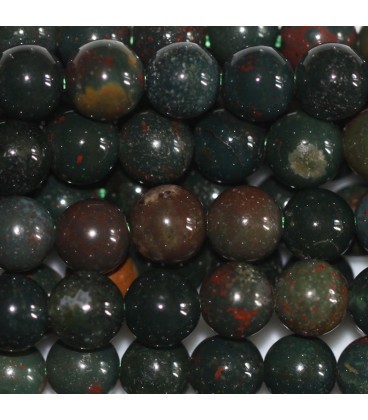 BeauMonde Bijoux - Jaspe 6 mm environ perle ronde blood stone (sanguin) A+ Inde