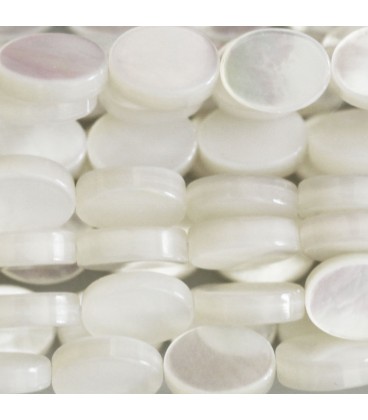 White mother-of-pearl 6x8 mm flat oval - BeauMonde Bijoux