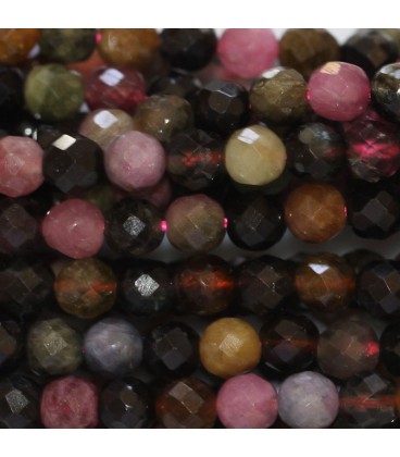 Tourmaline multi 4 mm faceted round bead - BeauMonde Bijoux