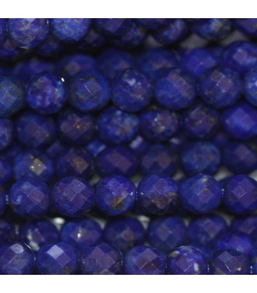 Lapis lazuli 4 mm round faceted bead quality A Afghanistan - BeauMonde Bijoux