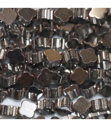 Hematite 4 mm flower 4 petals silver treated flat - BeauMonde Bijoux