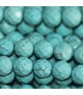 Howlite 8 mm turquoise ronde facettée