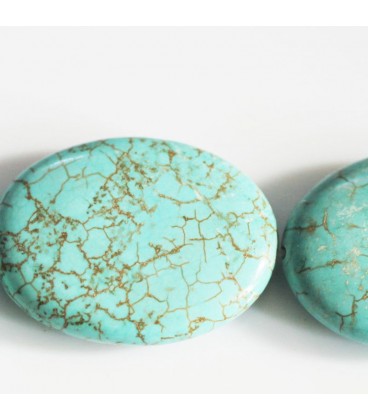 BeauMonde Bijoux - Howlite 40X30 mm ovale plat turquoise