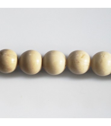 Petrified wood 10 mm ivory round bead - BeauMonde Bijoux