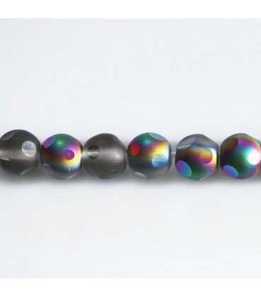 Glass bead 8 mm round matte/shiny large facets - BeauMonde Bijoux