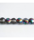 Perle verre 8 mm ronde mat/brillant grandes facettes