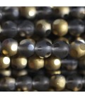 Perle verre 6 mm ronde mat/brillant grandes facettes