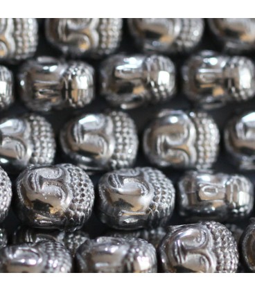 Hematite 8x10 mm silver Buddha - BeauMonde Bijoux