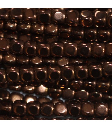 Hematite 3x3 square rounded copper matte - BeauMonde Bijoux
