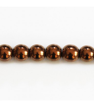 Hematite 8 mm copper round bead - BeauMonde Bijoux
