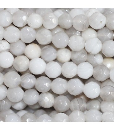 Agate 4 mm round white/grey faceted bead - BeauMonde Bijoux