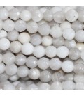 Agate 4 mm perle ronde facettée blanc/gris