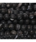 Agate 6 mm matte black veined round bead - BeauMonde Bijoux