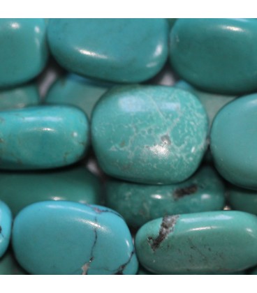 BeauMonde Bijoux - Turquoise naturelle 15x11 mm environ nugget irrégulier aplati stabilisé Chine