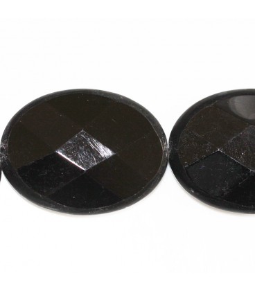BeauMonde Bijoux - Agate noire 30x40 mm ovale facetté contour mat