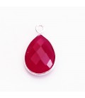 Agate fuchsia 10x14 mm faceted drop 1 ring - BeauMonde Bijoux
