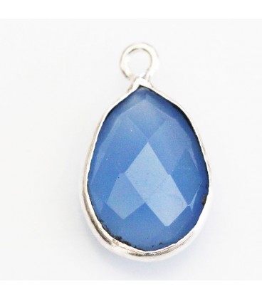 Agate blue 10x14 mm faceted drop 1 ring - BeauMonde Bijoux
