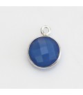 Agate blue 10 mm faceted medallion 1 ring