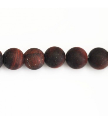 BeauMonde Bijoux - Oeil de taureau (rouge) 8/8.5 mm environ perle ronde mat A+ Afrique