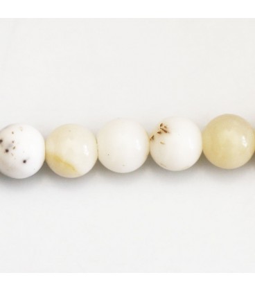 Opal 10 mm round white milky mixed bead Africa - BeauMonde Bijoux