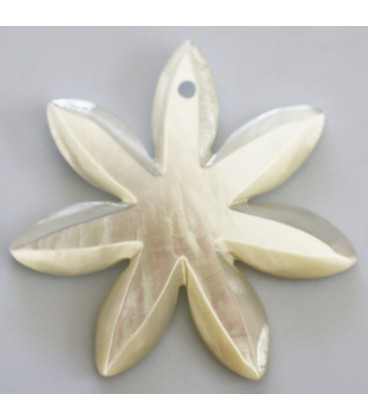 BeauMonde Bijoux - Nacre blanche 39/40 mm fleur marguerite pendentif un trou