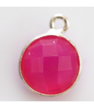 BeauMonde Bijoux - Agate fushia 10 mm médaillon facetté 1 anneau