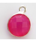 BeauMonde Bijoux - Agate fushia 10 mm médaillon facetté 1 anneau