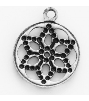 BeauMonde Bijoux - Médaille 12mm plate pendentif métal argenté vieilli
