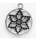 Medal 12mm flat pendant silver metal aged