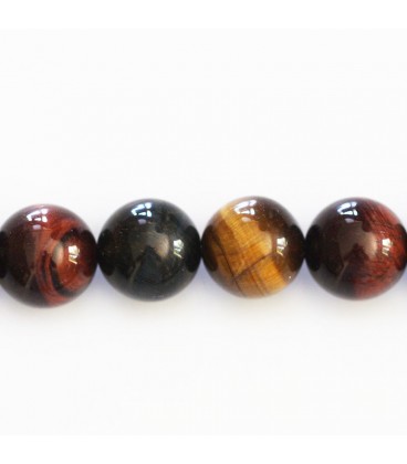 BeauMonde Bijoux - Oeil de tigre 3 couleurs 12 mm environ perle ronde (tigre/taureau/faucon) qualité AA Afrique du sud