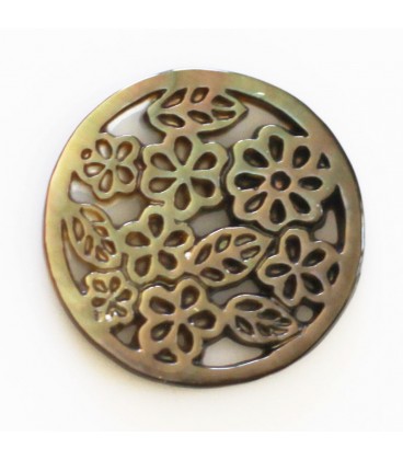 BeauMonde Bijoux - Nacre grise 18 mm rosace mini fleurs